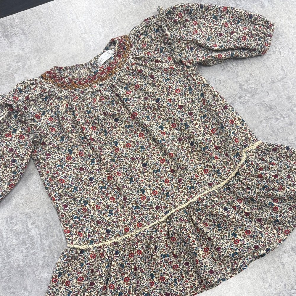 Zara Red and Blue Floral Blouse. Size 4-5 kids